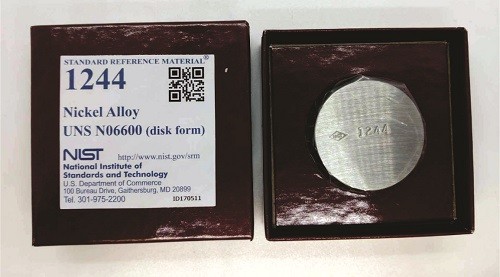 SRM 1244  鎳合金UNS N 06600(盤形)標(biāo)準(zhǔn)品